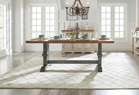 Arbor Hill Two-Tone Rectangular Trestle Base Dining Table - Farmhouse ... intended for Understanding the Appeal of the Arbor Hill Two-Tone Finish